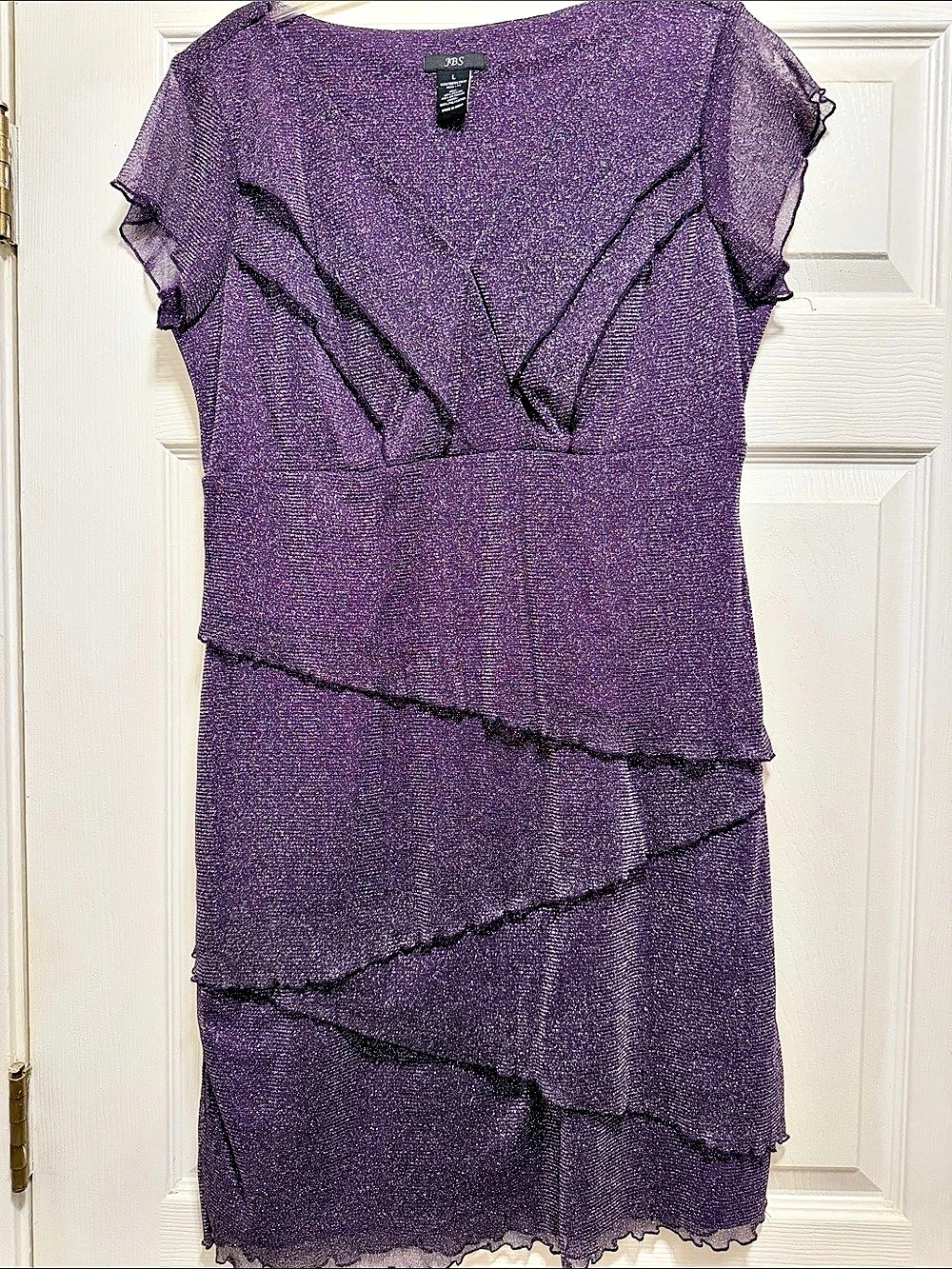 JBS Purple Metallic Mini Dress Size Large Like New